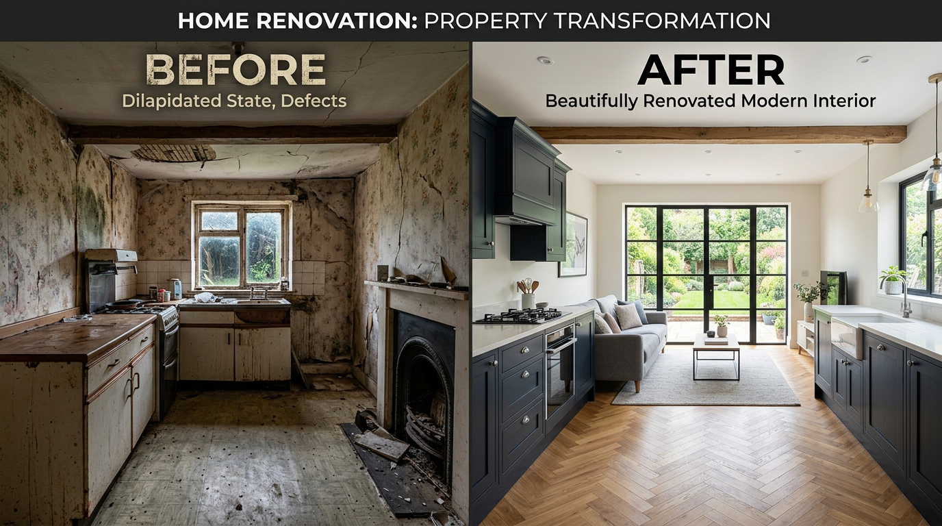 Before and after property renovation in West Sussex