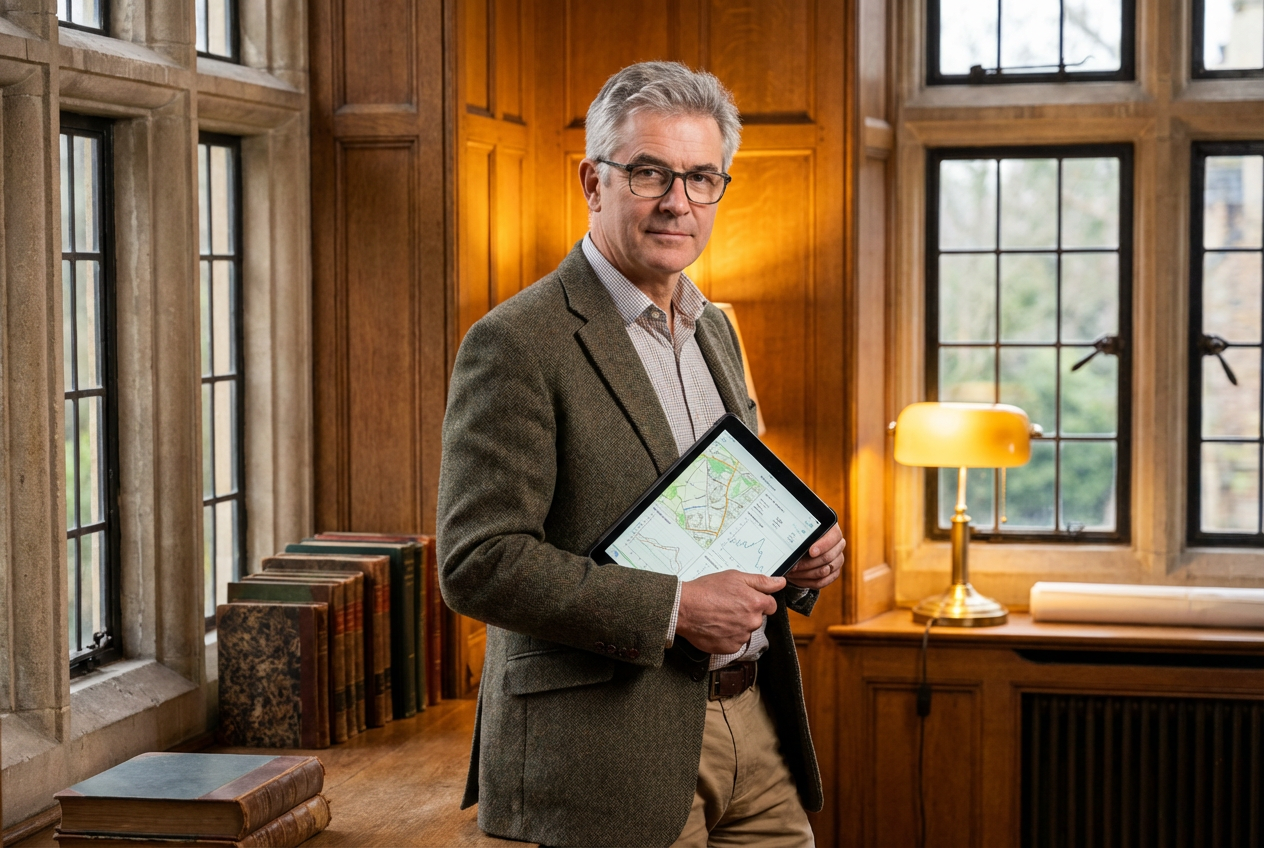 James Hartley, founder of Crawley Surveyors, at a property inspection in West Sussex